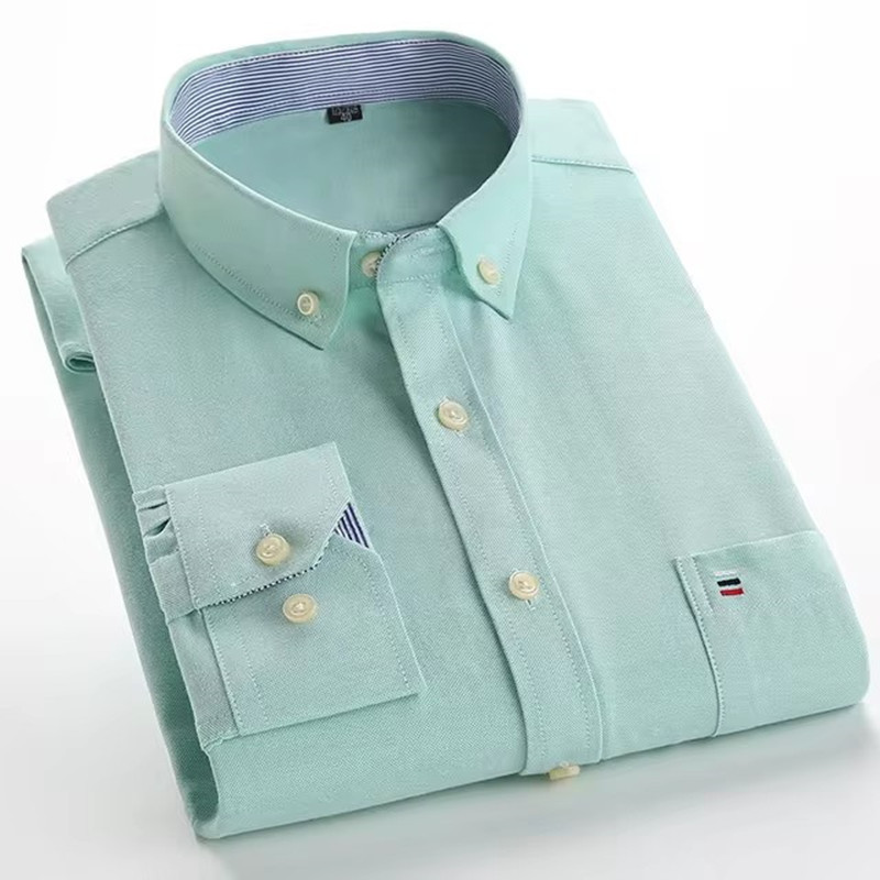 Oxford Cotton Casual Shirt Business - 5xl-6xl-7xl Heren Shirt Met Lange Mouwen