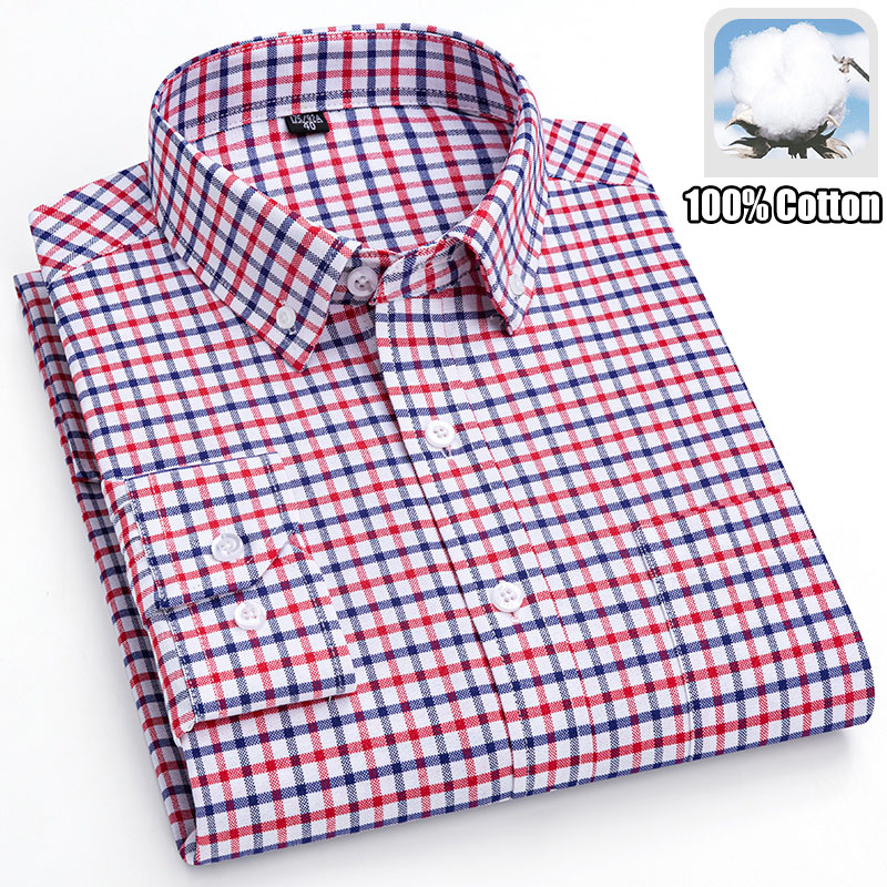 Oxford Cotton Casual Shirt Business - 100% Katoen Ademend Heren Oxford Lange