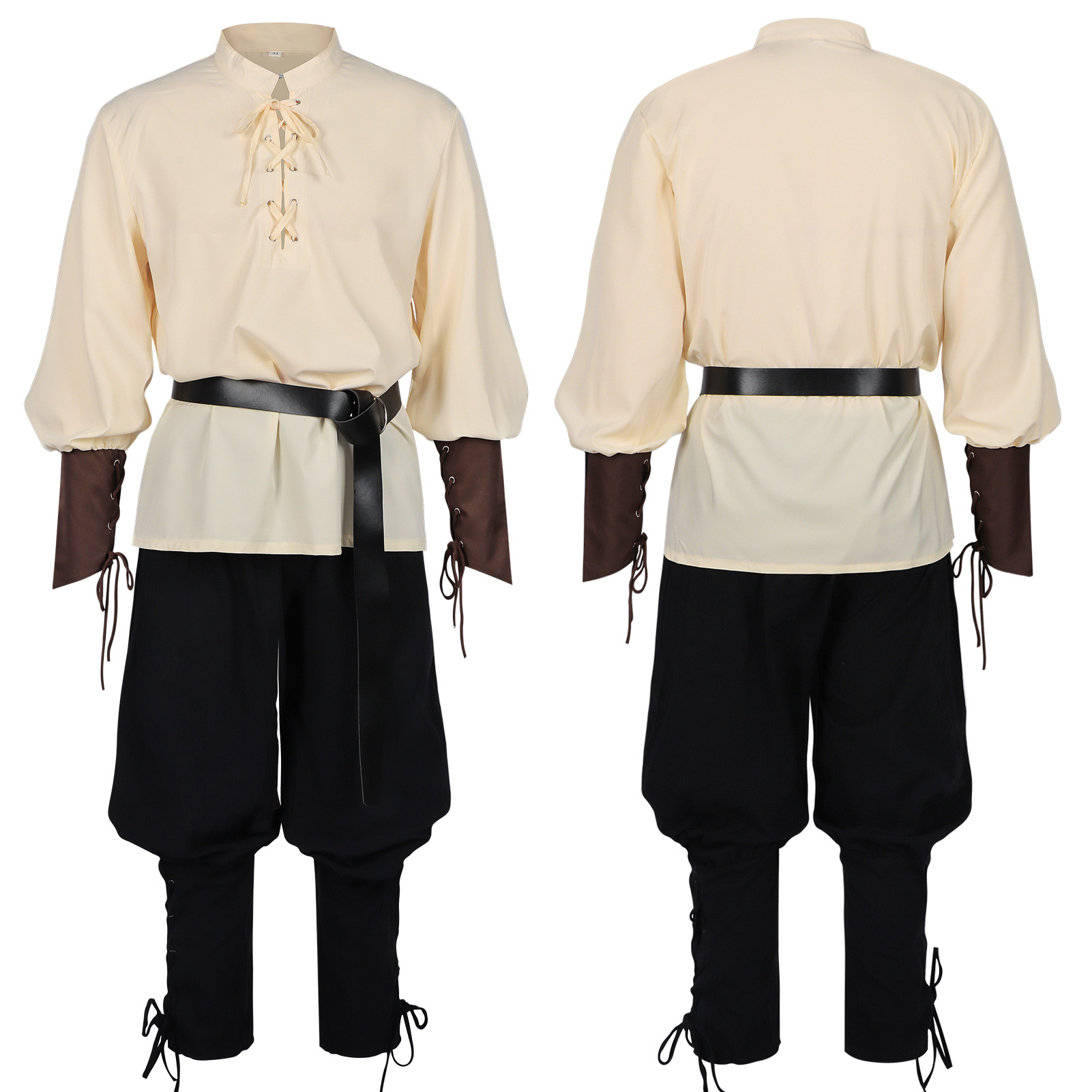 Medieval Gothic Lace Up Pirate Shirt - Middeleeuws renaissance LARP-shirt voor heren met
