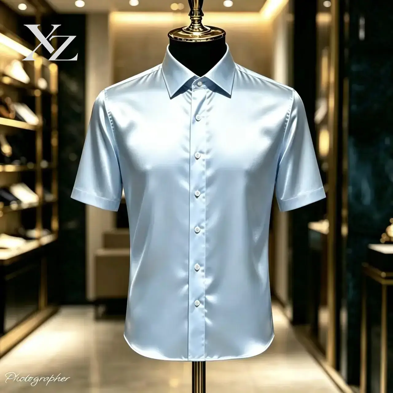 Mens Satin Silk Dress Shirt - Premium heren overhemd van satijn, effen