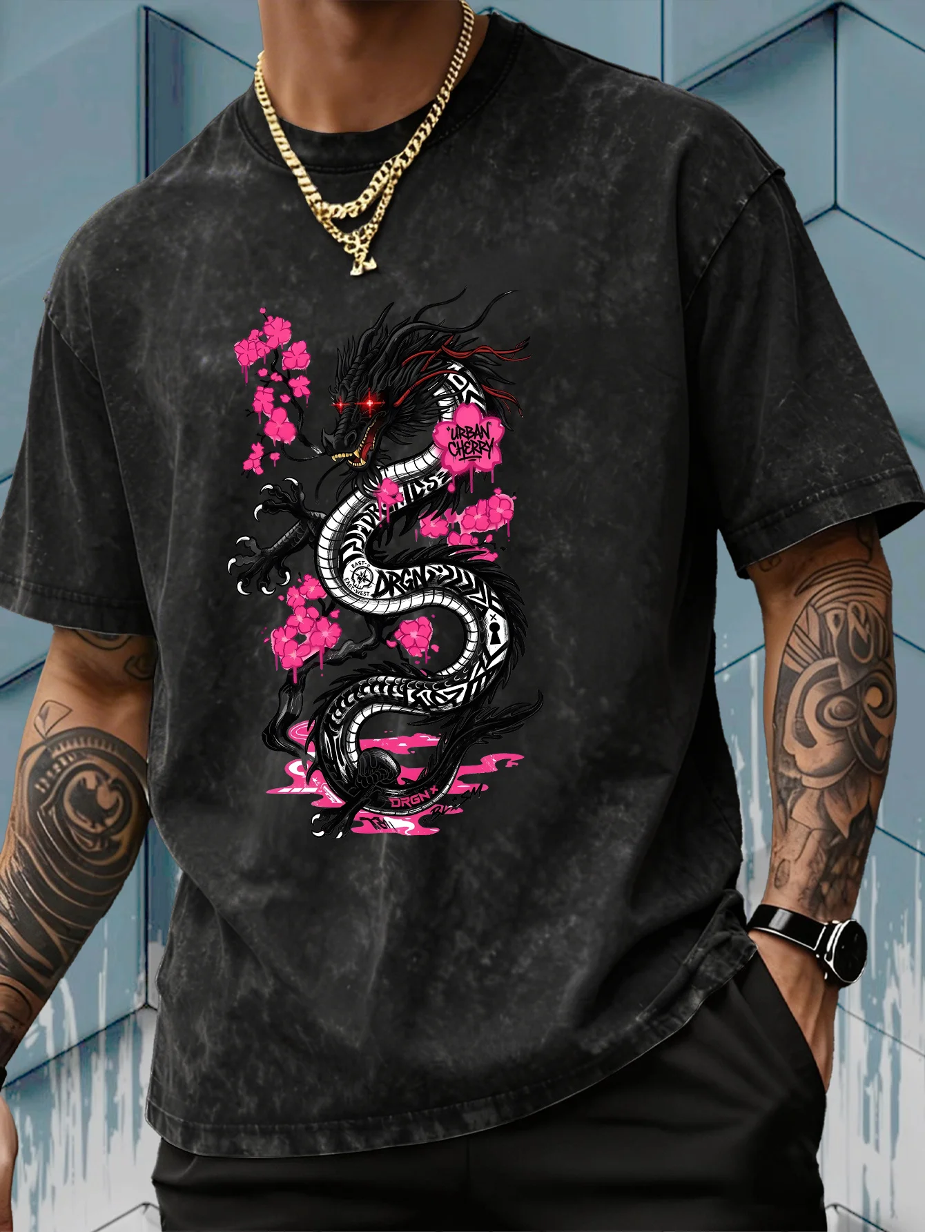 Zwart T-shirt voor heren met k - Acid Wash Vintage Graphic T Shirt recensie en prijs
