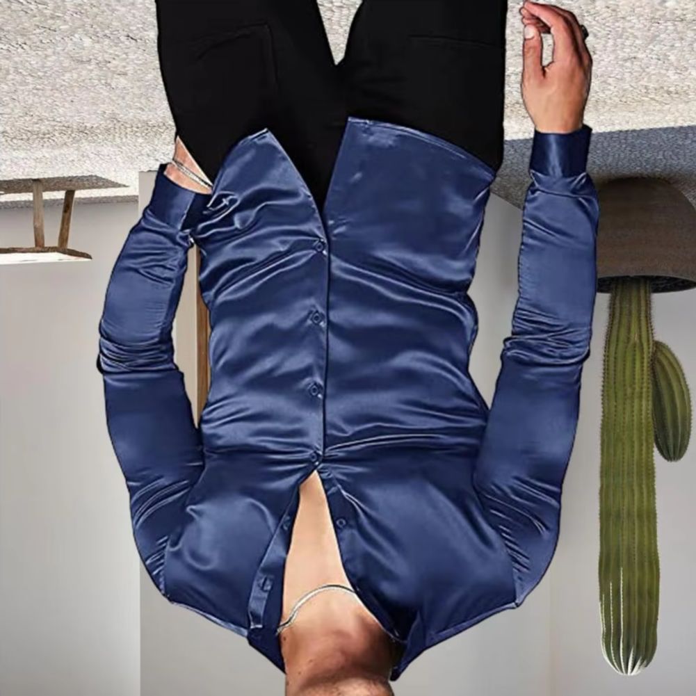 Stijlvolle heren overhemd van  - Mens Satin Silk Dress Shirt recensie en prijs